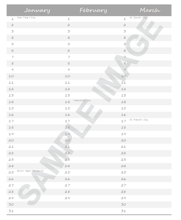 at a glance year planner page from smART bookx