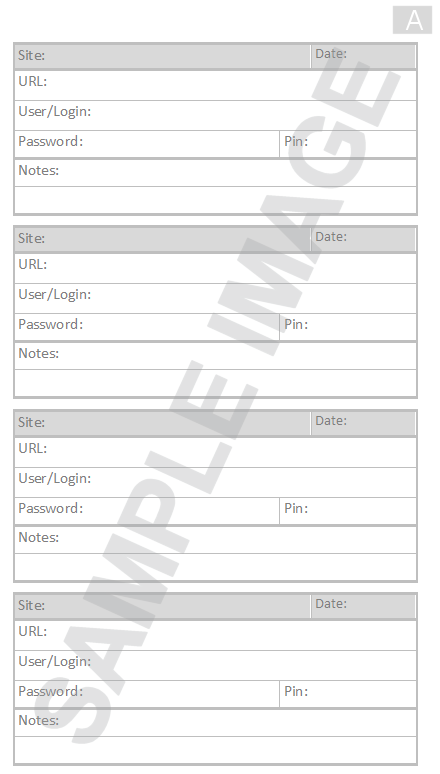 sample password journal page from smART bookx