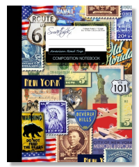composition notebook with vintage american iconic images. Perfect for college students