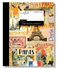 a composition notebook with vintage paris design. Good for French studies
