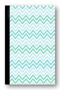 password journal book design with blue green chevrons
