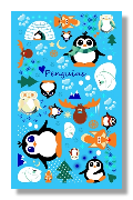 paper notebook or small journal notebook for kids writing with cute value cartoon penguins