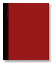 A red personal writing journal. Notebook pages are numbered and the personalizable index is useful for keeping track of journaling