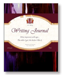 Large writing journal for wine drinkers with a wine bottle on the cover