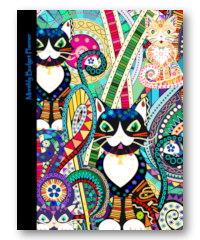 monthly budget planner book for cat lovers with black cats on the front