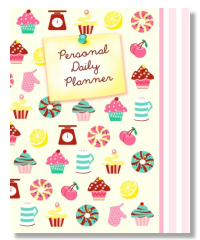 weekly peronal planner notebook undated with cute cupcake design