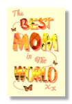 A small paper notebook, pocket size with 'The Best Mom in the World' on the cover