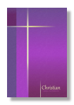 small pocket size notebook with a Christian Cross on a purple ground