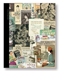 recipe journal notebook with vintage food posters & packaging in the cover design