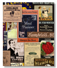 meal planner book with vintage food illustrations on the cover