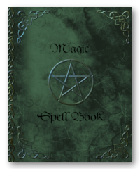  green matic spell book for a grimoire with attractive Cetlic knotwork on pages