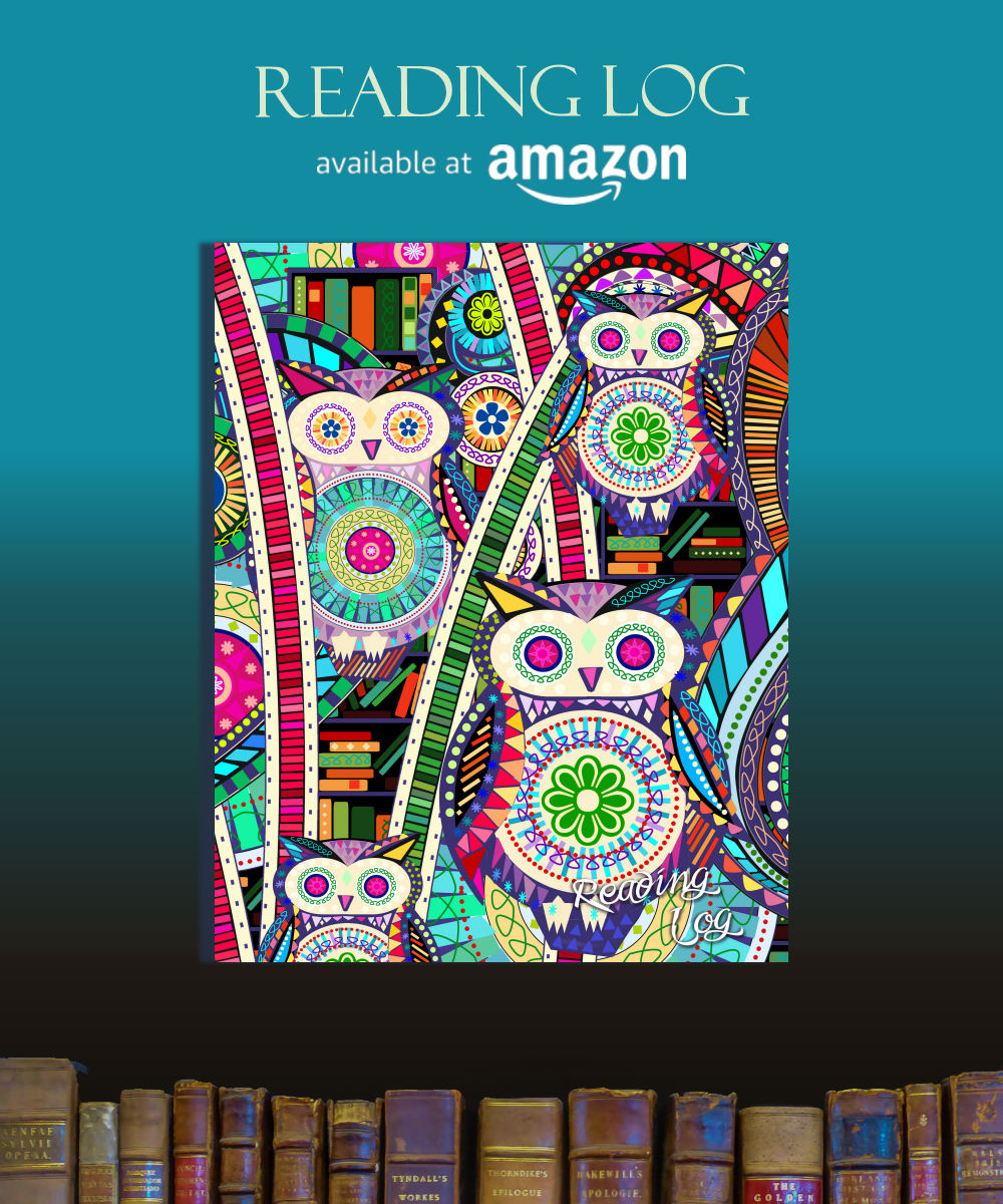 a reading log with our coloful carnival owls design on the cover