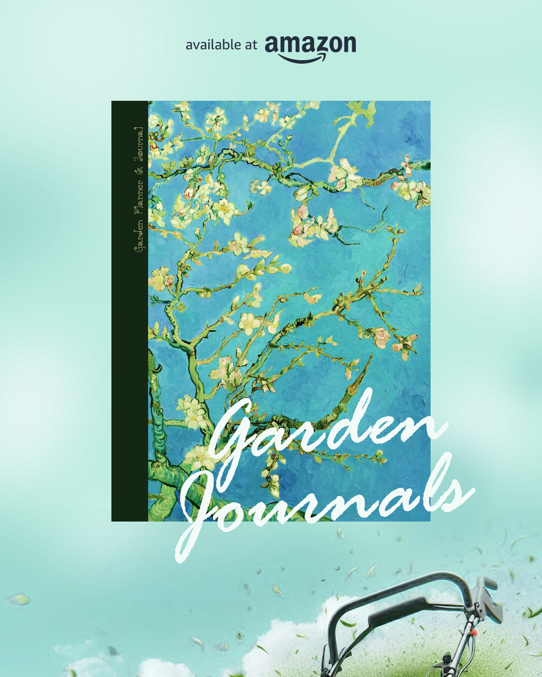garden planner and journal in one for gardening with almond tree blossom cover design