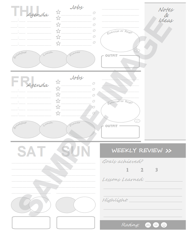 weekly planner sample image page 2 by smART bookx