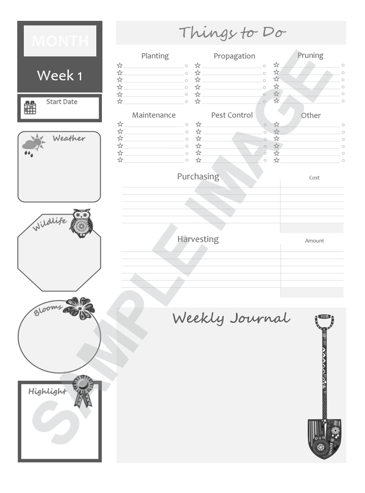 garden planner diary pages from smART bookx