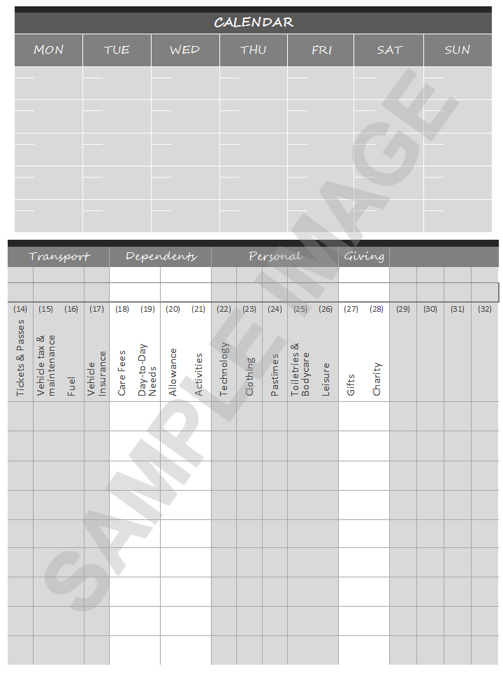 inside smART bookx monthly budget planner book