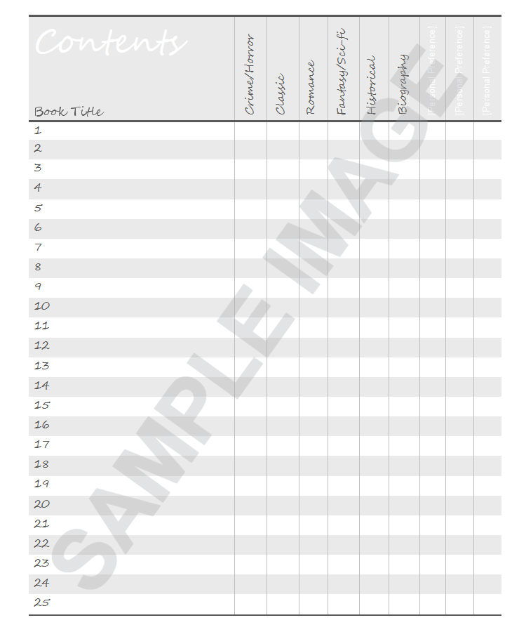 reading log contents page from smART bookx