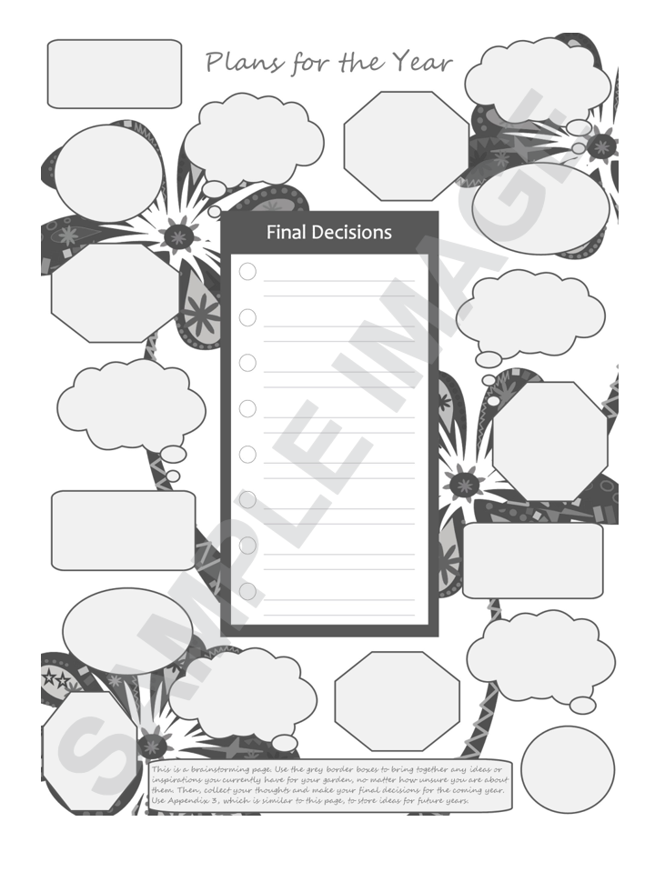 the brainstorming page in the Garden Planner and Journal in-one