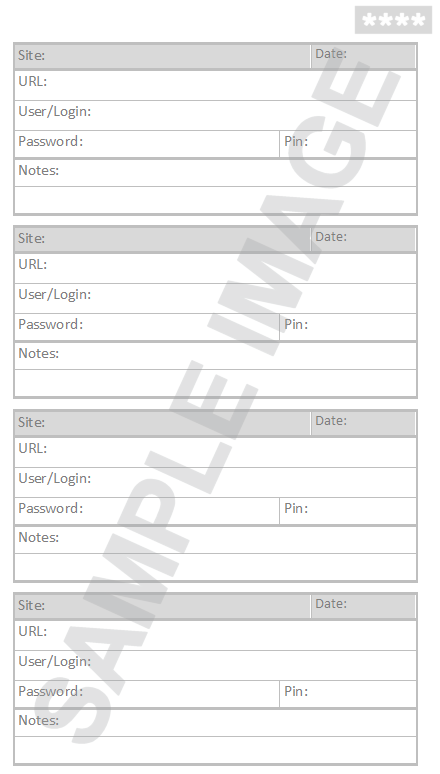 address book appendix layout with password keeper