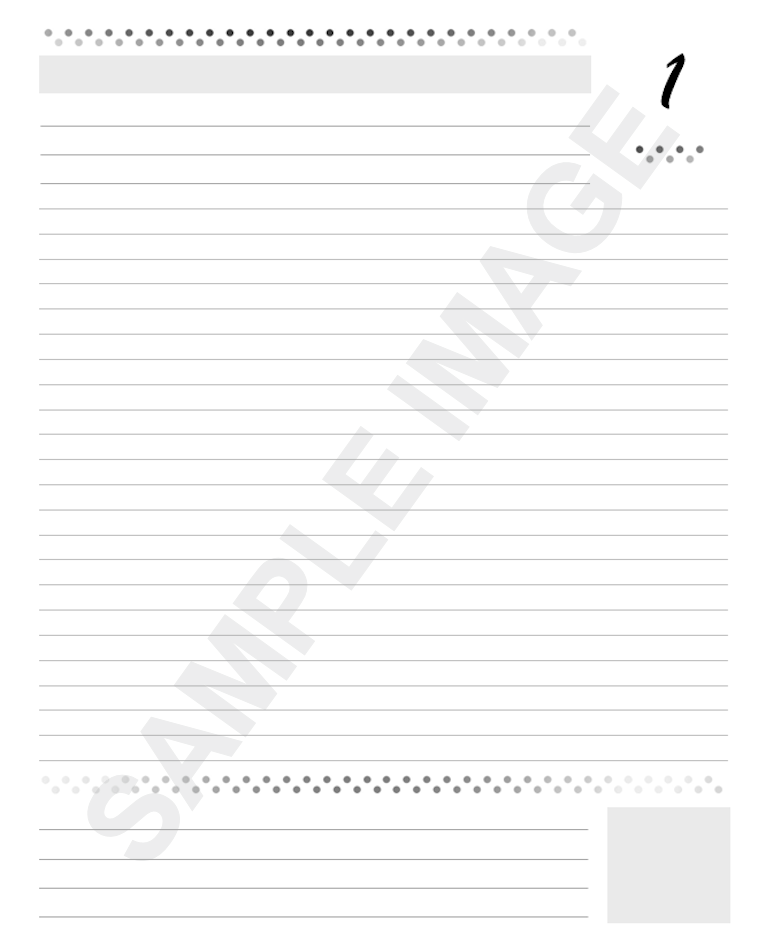 an example of the layout of the writing journal notebook main pages